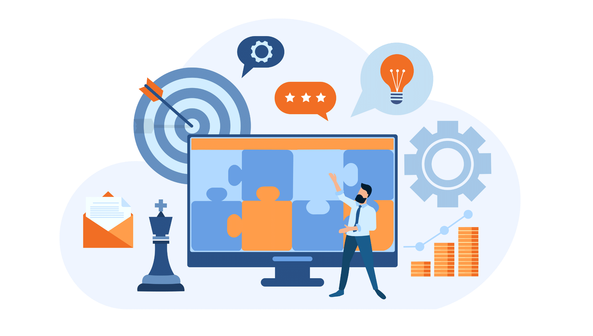 vector file of a person in front of a large computer screen