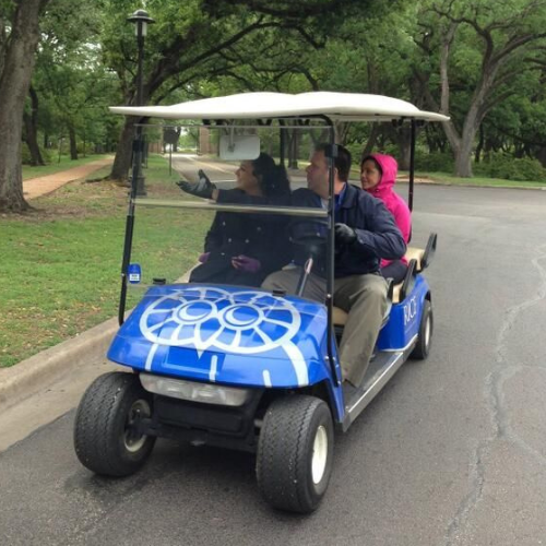 Golf cart on Rice campus