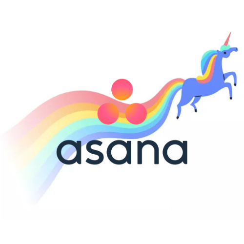 Asana logo and unicorn