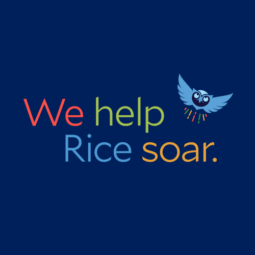 OF&S strategic plan logo - "We help Rice soar." with flying owl
