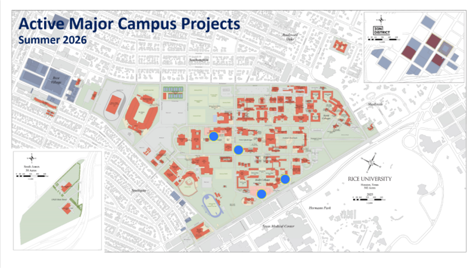 Campus map of active construction projects