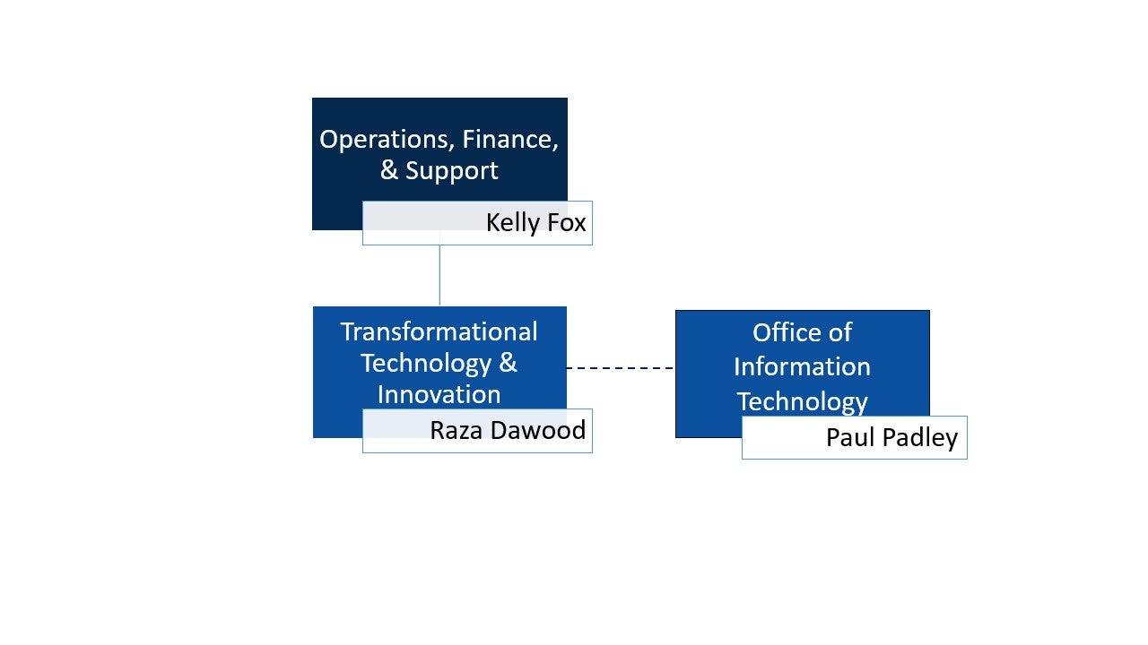Transformational Technology & Innovation Organizational Chart 