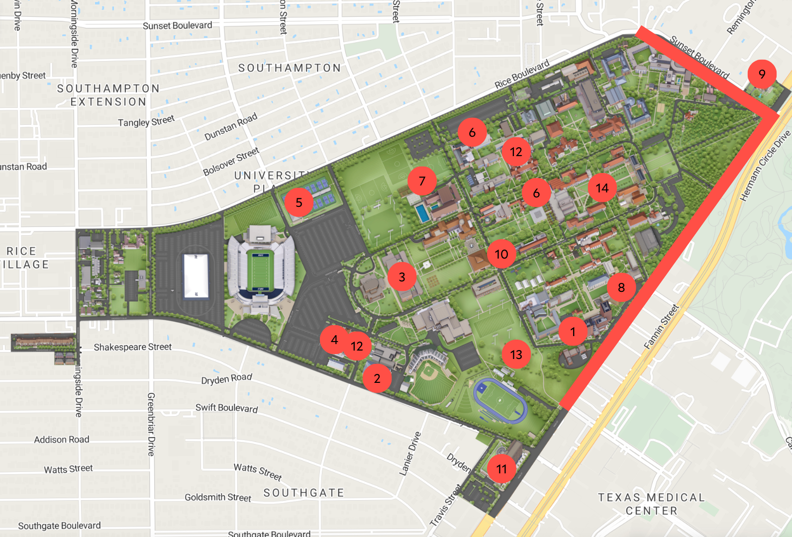 Spot map indicating locations of capital and maintenance projects