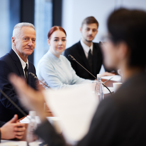 group of colleagues in a meeting