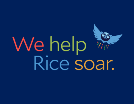 OF&S strategic plan logo - "We help Rice soar." with flying owl