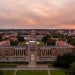 rice campus at dusk looking over lovett hall